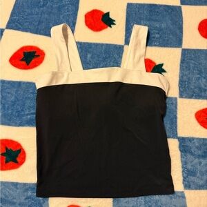 All in Motion Black and White Square neck tank